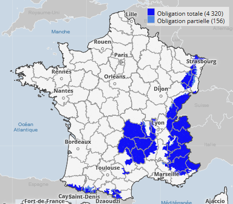 Zonas afectadas legislación francesa equipamiento invierno