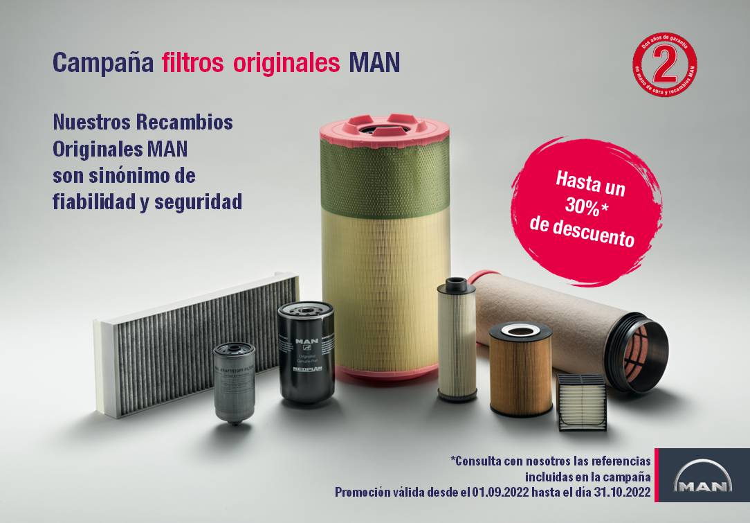 Consigue ahora un 30% descuento - Ven a por tus filtros originales MAN al taller Comesa de Puerto de Sagunto Valencia